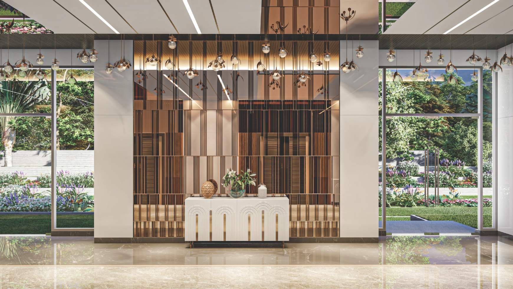 Reception lounge with landscaped views