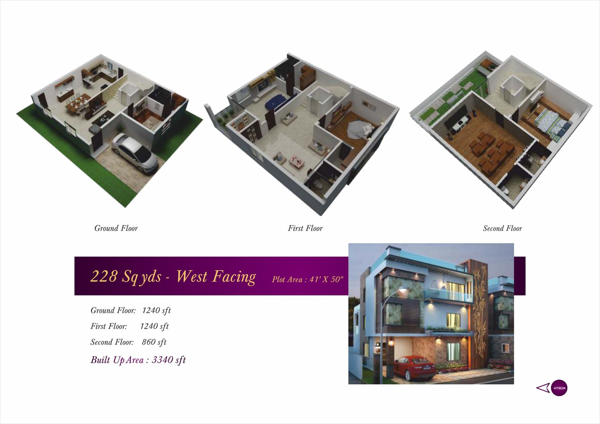 228 Sq.yds — West Facing · 3,340 Sft