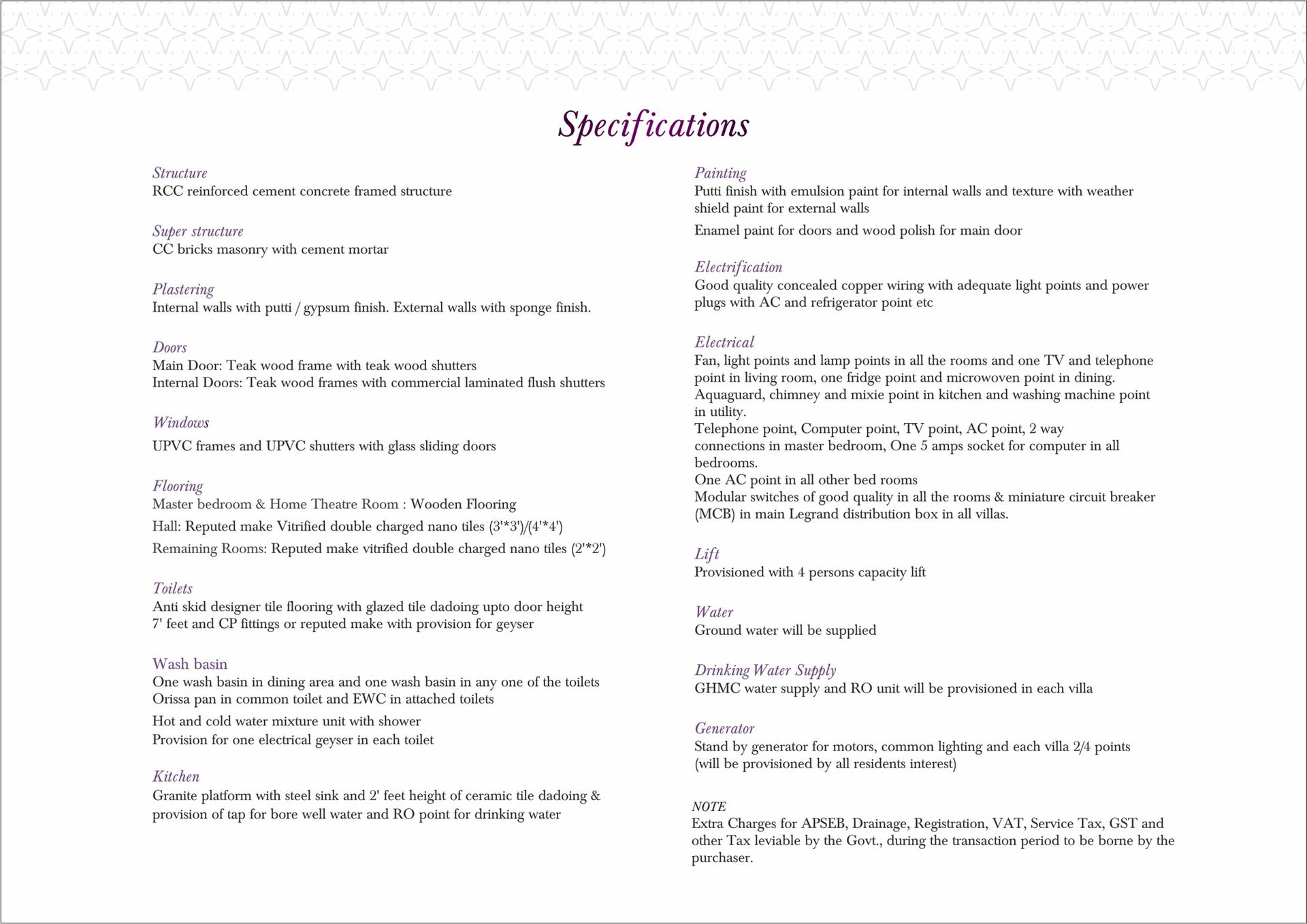 Specifications