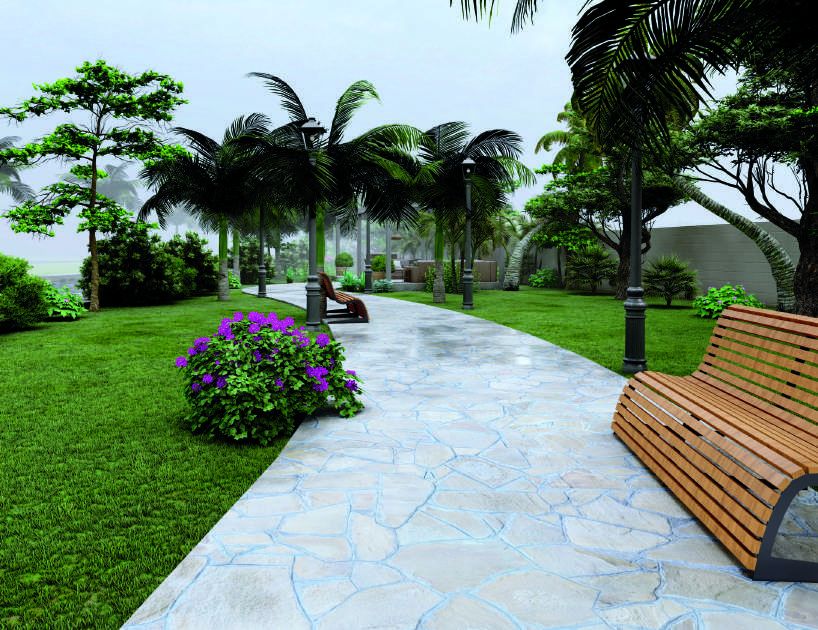 Rock garden and landscaped park